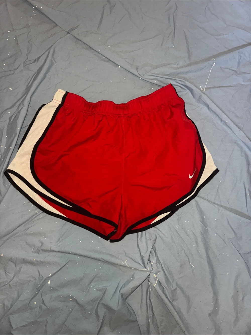 Nike Red Women's Athletic Shorts with White Side Panels